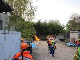 Ein Brandeinsatz während der 24 Stundenübung